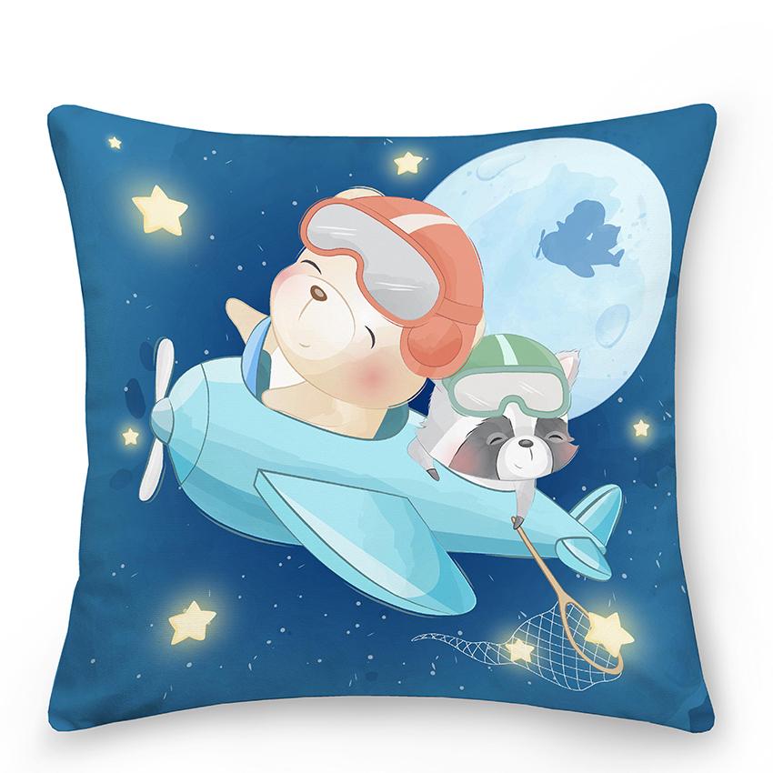 Bedroom Living Room Sofa Pillowcase Cute Panda Animal Print  Cartoon Cushion Cover Blue Home