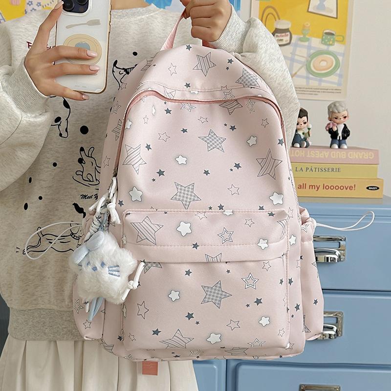 Schoolbag Korean Schoolbag Junior High School Girls Ins Fresh Casual High Value Backpack High School Students Large Capacity Lightweight Backpack