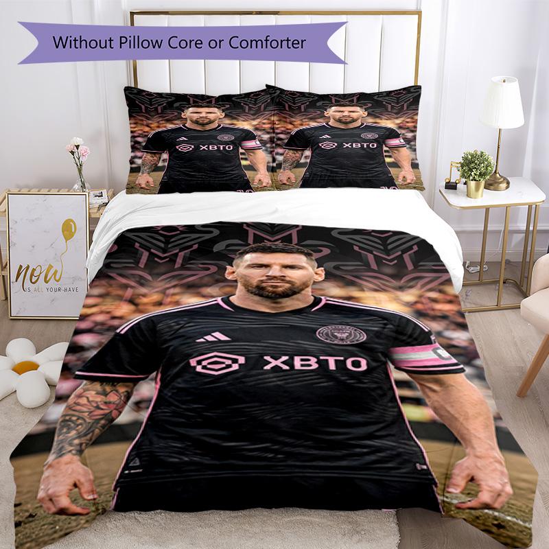 Messi Bedding Set Breathable Duvet Cover with Pillowcases Decorative Bed Linen for Bedroom Home Decoration Birthday Gift
