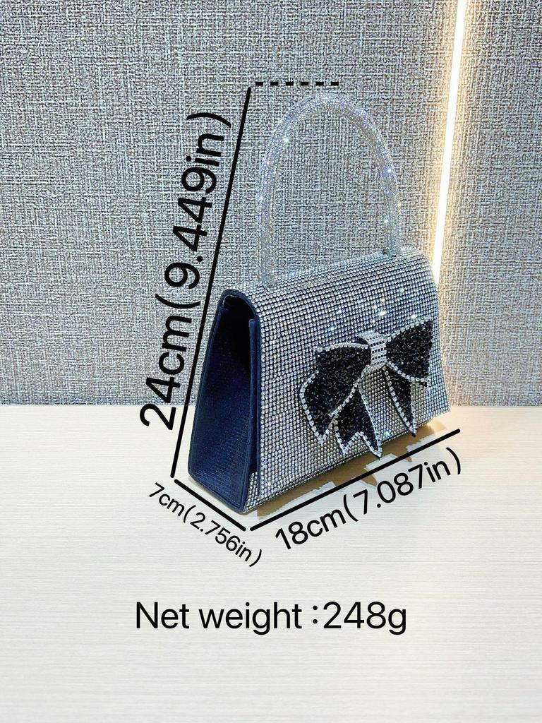 Elegant European & American Luxury Diamond Bow Evening Handbag