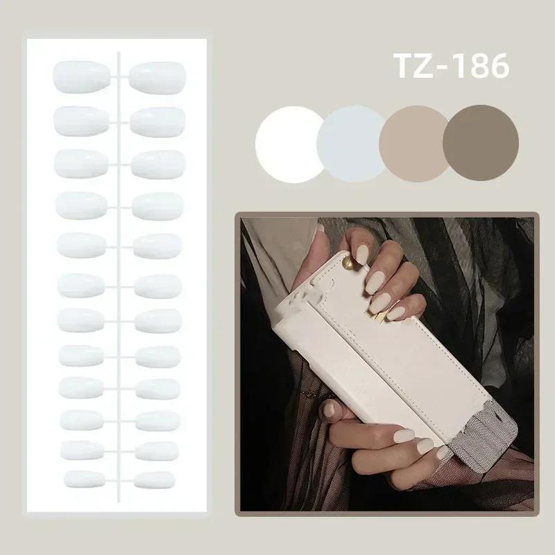 24Pcs White French Tip False Nails Long Ballerina Coffin Shape With Butterfly And Pearl Decor Full Cover Press On Nail Tips