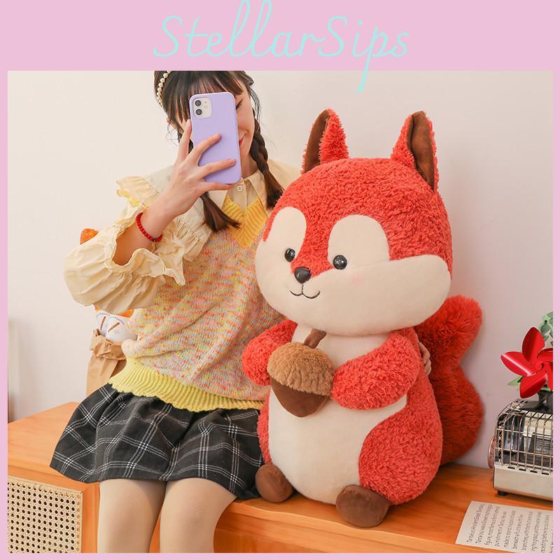 Cartoon Plush Squirrel Toy Cute Stuffed Animal Dolls Decorations Kids Gifts