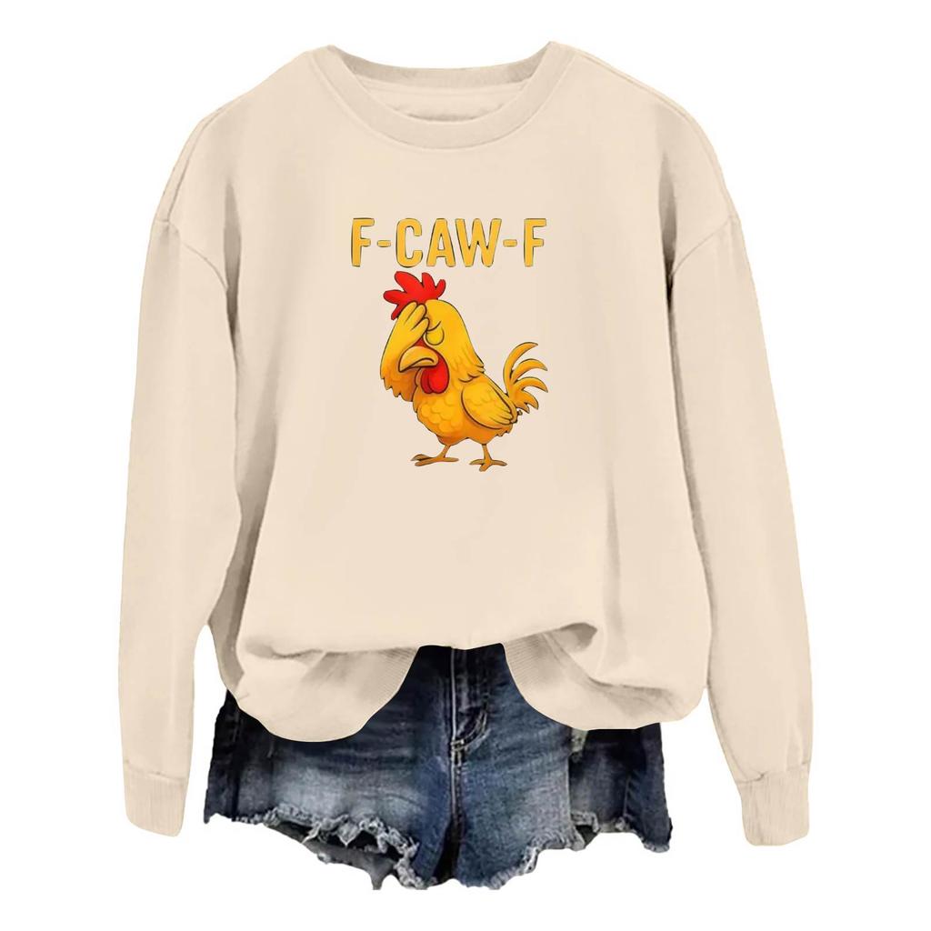 Women's Fashion Casual Round Neck Long Sleeve Top Printed Pullover Sweatshirt