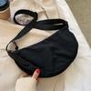 Casual Minimalist Crescent Zipper Shoulder Bag, All-Match Versatile Handbag For Daily Use, Sports Bag