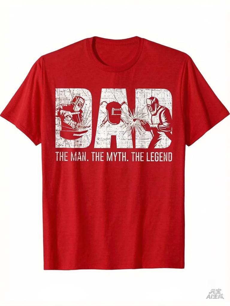 2025 Unisexs Dad T Shirt Welder Design Dad The Unisex The Myth The Legend Bold Graphic Print Regular Fit Crew Neck