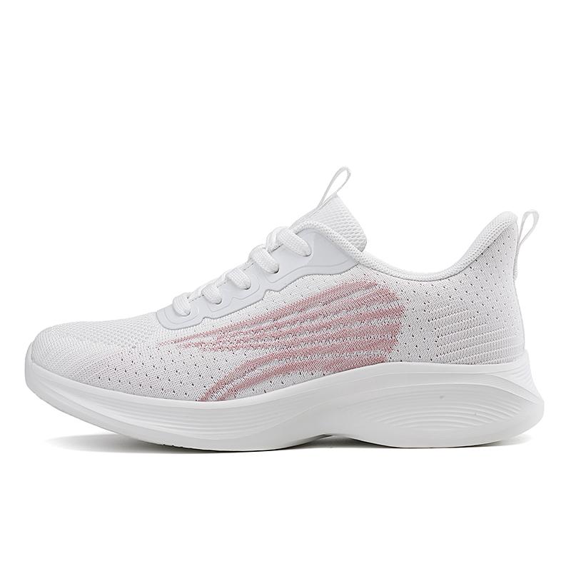 New White Pink Women Sports Shoes with Soft Soles Lightweight Student Running Shoe Mesh Breathable Casual Mesh Flat Sneakers 42