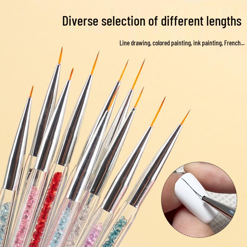 Nail Art Rhinestone & Dotting Pen 5-piece Set - Double-ended Liner & Flower Painting Tool