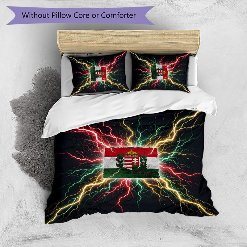 Hungary Football Printed Bedding 3 Piece Set Cozy Breathable Bed Cover Set as Housewarming Holiday Gift