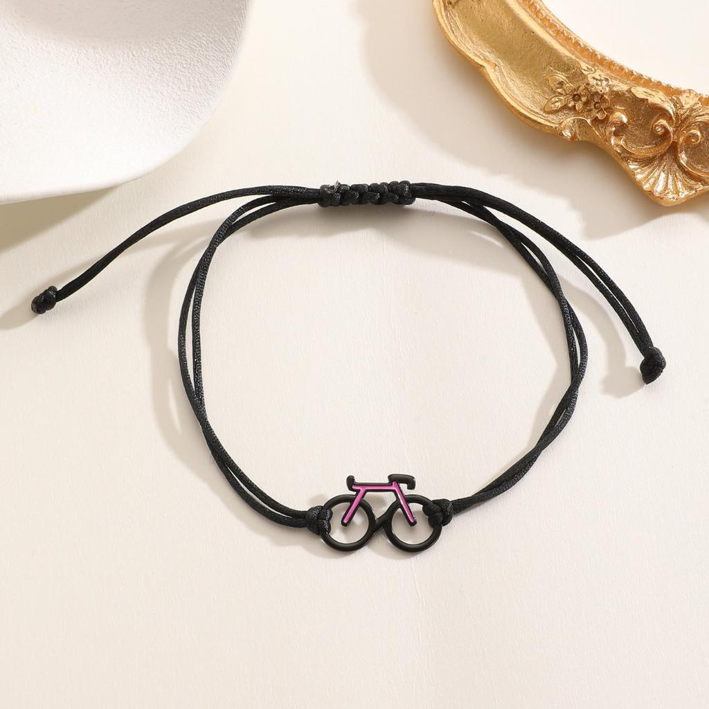 Yellow Braided Rope Adjustable Bracelet Hollow Bicycle Charm Minimalist Casual Thin Wrist Jewelry for Women Daily Wear