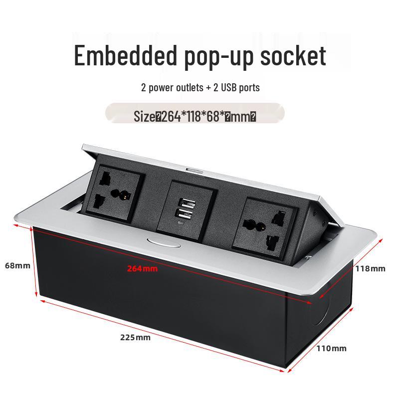 Multifunctional Pop-up Power Socket with USB and Three-Hole Design for Desks