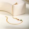 Bijoux Chaîne Plate en Acier Inoxydable Croix Zircon Rouge Vert Papillon Bracelet Doré Femme Br-2142