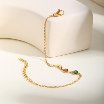Jewelry Stainless Steel Flat Cross Chain Red Green Zircon Butterfly Gold Bracelet Female Br-2142
