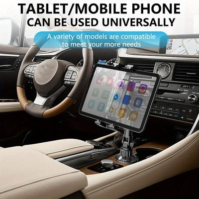 An Adjustable ABS Cup Holder/phone/tablet Stand That Is Also Suitable for Use In Vehicles As a Dual-function Navigation Support.