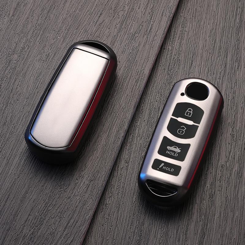 Metallic Gray Tpu 4 Button For Mazda 2 3 5 6 7 Cx-3 Cx-4 Cx-5 Cx-7 Cx-9 Axela Atenza Remote Car Key Case Cover Fob Holder Bag