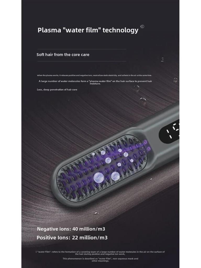 Lowra Rouge Roller Wireless Negative Ion Hair Comb – Damage-Free, Anti-Static, and Portable Electric Straightener.