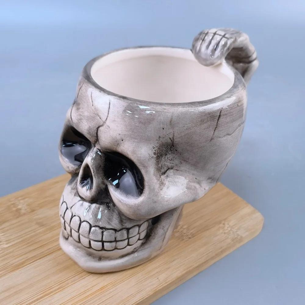 Creative Skull Ceramic Mug Halloween Beer Mugs 3D Stereoscopic Alien Milk Mug Human Skull Novelty Magic Coffee Mugs