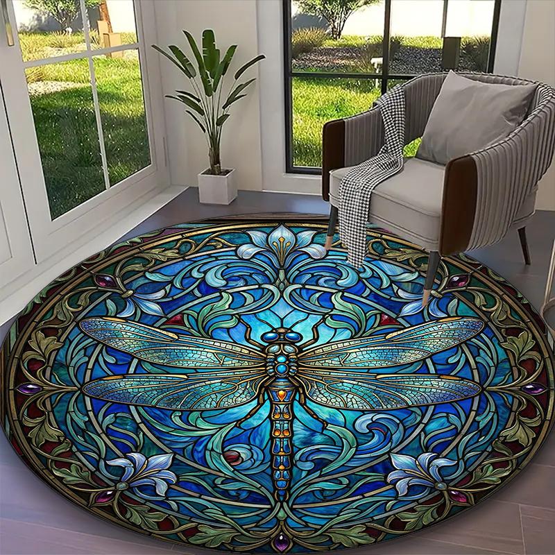 1pc Mystic Dark Phoenix Glow Printed Chair Rug for Home Office Use, Living Room Kitchen Game Room Round Carpet