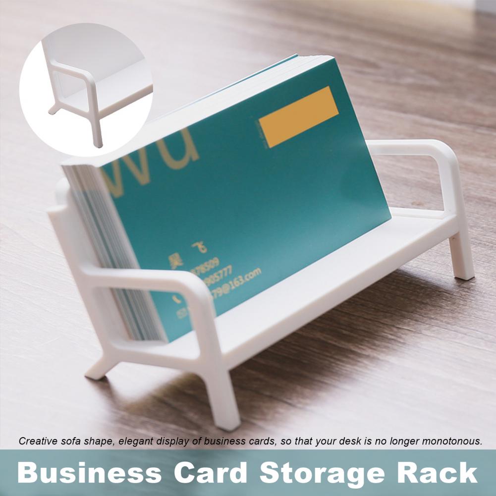 Business Card Holder Sofa Shape ABS Creative Bench Desktop Name Card Storage Display Stand Organizer Rack Office Supplies