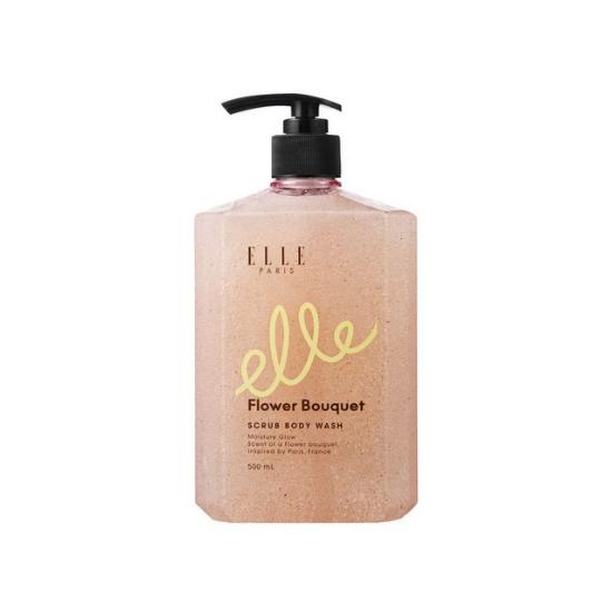 ELLE PARIS Scrub Body Wash Flower Bouquet Scent Exfoliating & Moisturizing 500ml