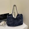 Vintage Torba Denim Damska Łańcuszek Podpachowa Torba na Ramię