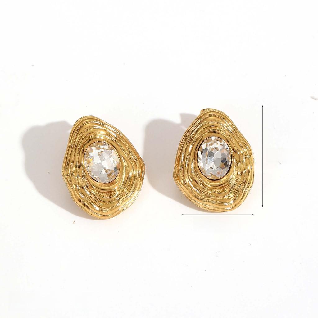 Art Deco Geometric Turquoise Stainless Steel Earrings For Women Fashion Accessories