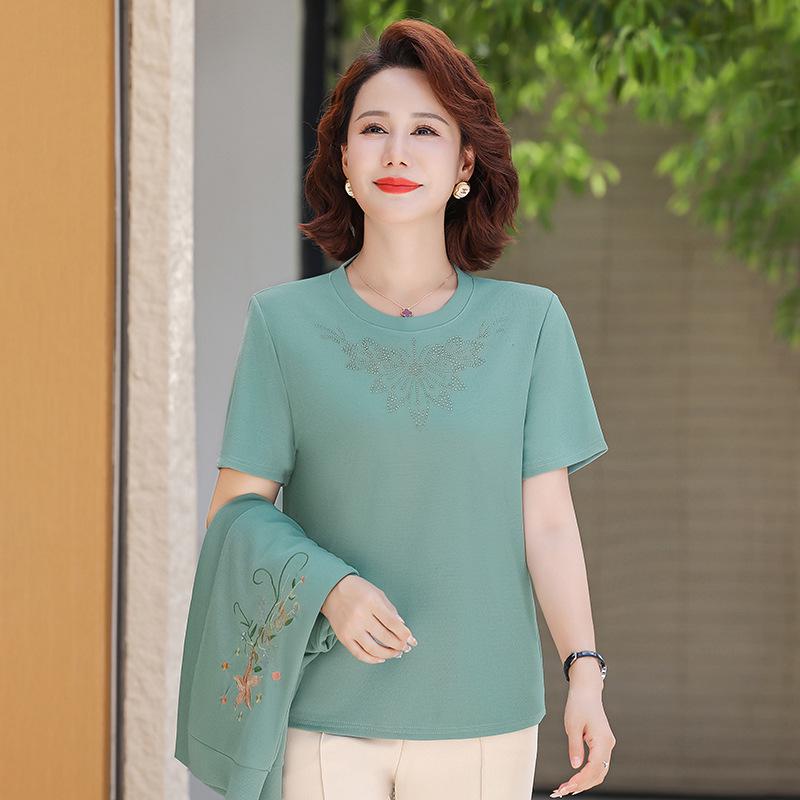 Mother-in-law Spring Suit: Elegant Two-Piece Wedding Guest Outfit for Middle-Aged Women 5XL (145-155 lbs) зелёный