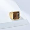 2026 Natural Gemstone Square Tiger's Eye Stone Ring Men's Personality High Sense Fashion Smooth Hand Jewelry