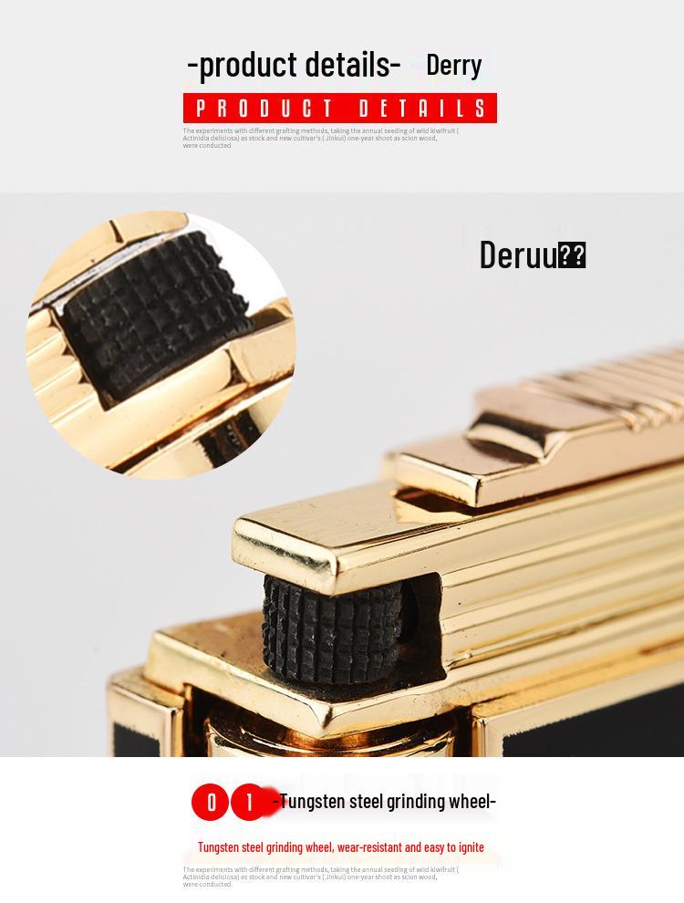 De Rui Creative Steel Shell Flint Lighter - Loud Sound, Open Flame, Inflatable, Side-Sliding, High-End Design