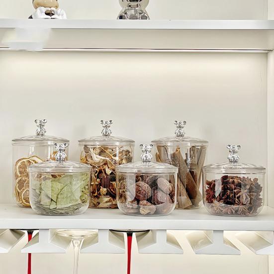 900/1400ML genomskinlig förseglad burk med björnhandtag Lufttätt lock Stor kapacitet Multifunktionell torrvaror Nötter Spannmål Spannmålskrydda Tebladsbehållare