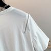 DIMANAF 2024 Women T-Shirt Zipper Female Solid O-Neck Cotton Loose Short Sleeve Tops&Tees