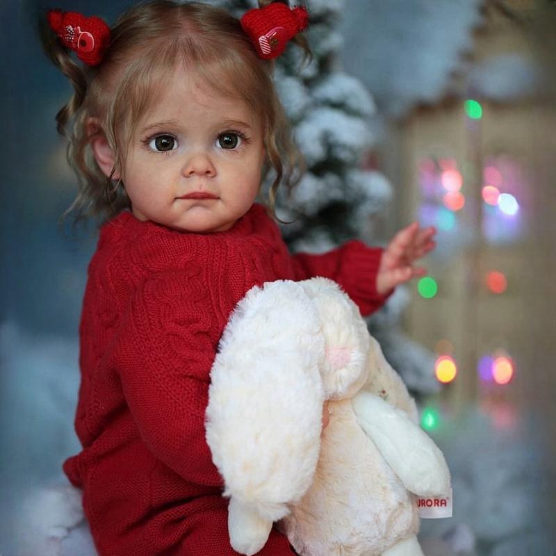 

Реалистичная кукла-новорожденный малыш Maggi 24 60 см, мягкое тканевое тело с имитацией хлопка PP, кукольная одежда, красный свитер, милые куклы-младенцы для детей, рождественский подарок 60cm cloth body