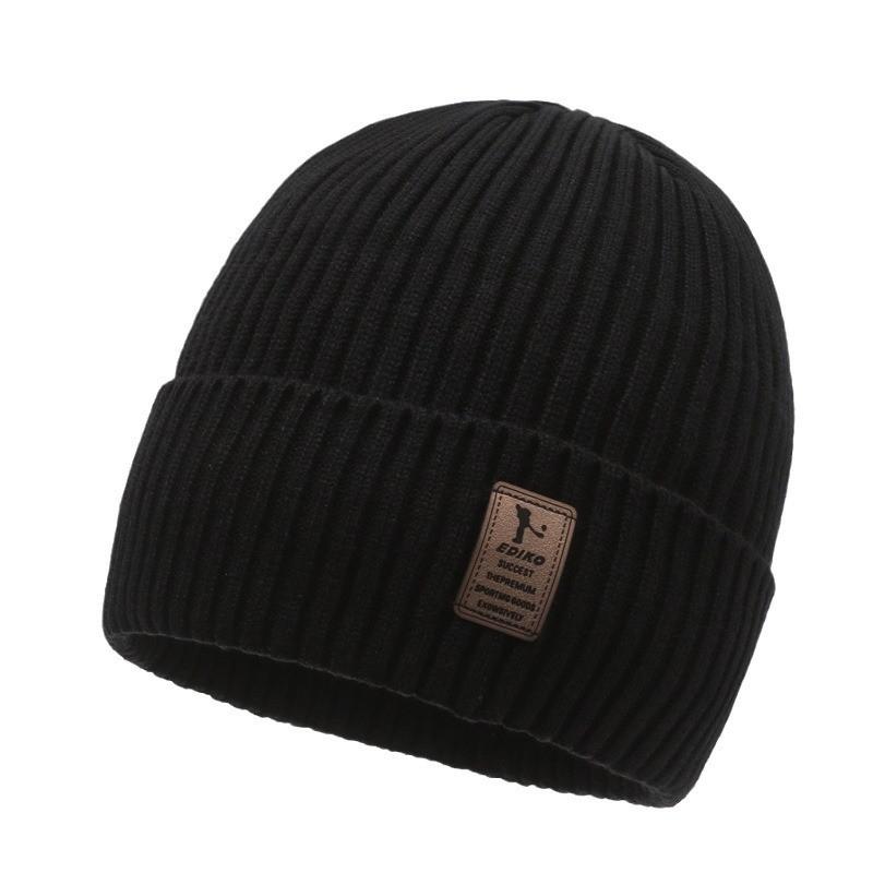 Beanie Knitted Thick Hat Winter Warmth Unisex Cap Windproof Gift Solid Color