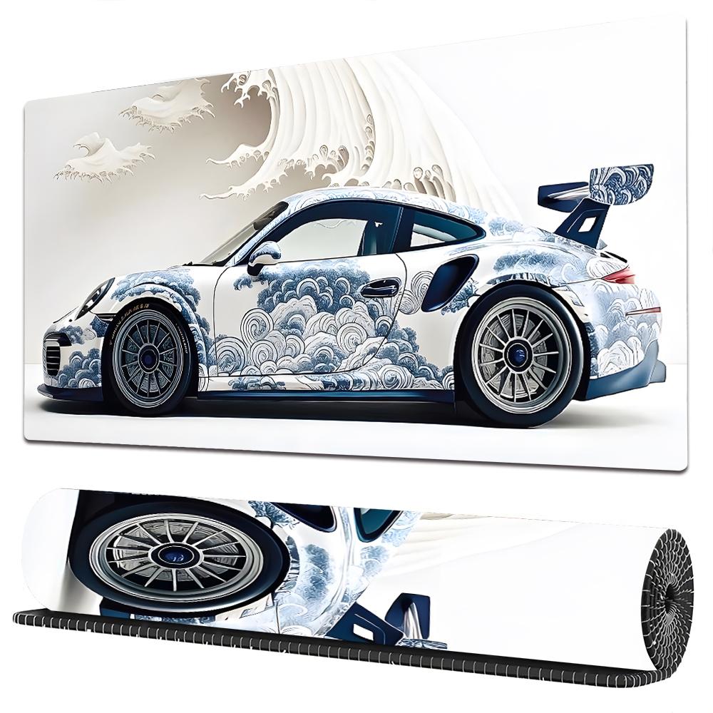 Large Blue Sports Car Design Mouse Pad Desk Mat Gaming Mats Gamer Pc Accessories Keypad Expansion Pads Rubber Antislip Base