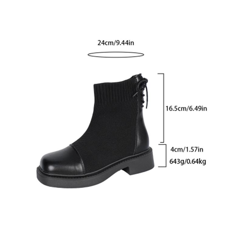 Fashion Aphixta Breathable Round Toe Woman Ankle Boots Shoes Autumn Winter Stretch Fabric Modern Boot Back Lace Up Ladies Shoes