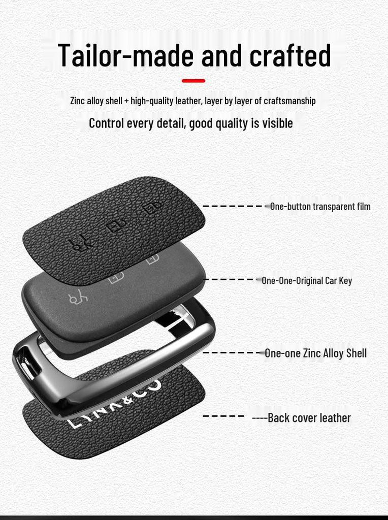 Lynk & Co Car Key Cover for 2022-2023 Models: 06, 01 New Energy, 05, 09 with Premium Shell and Buckle
