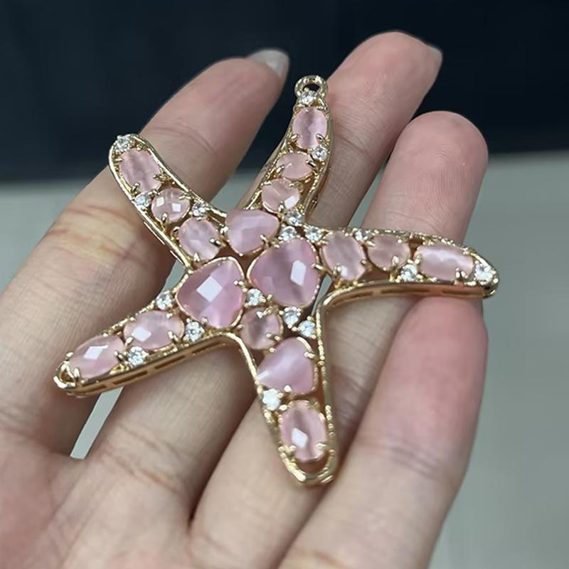 ZHUKOU 52x54mm pandantiv fashion Stea de mare din Cristal pentru femei Accesorii Handmade pentru Realizarea Colierelor Cercei model:VD417