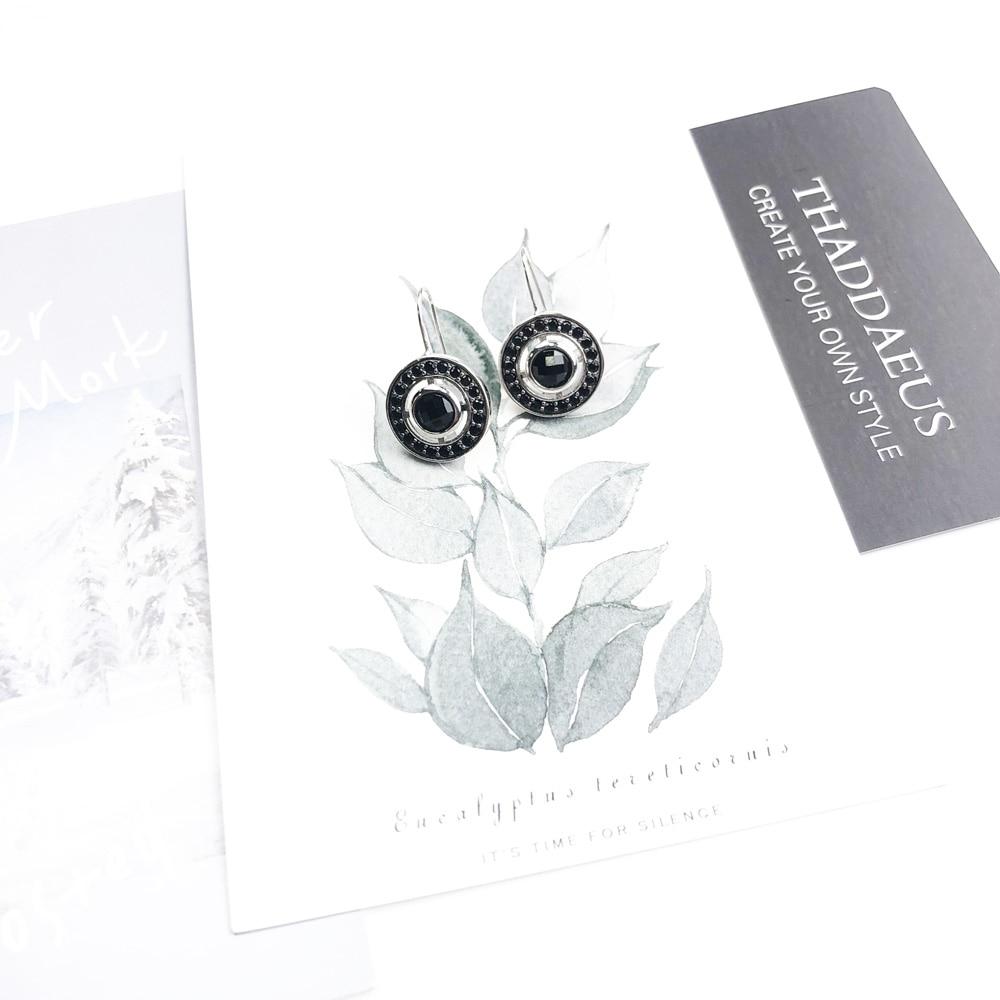 Black Round Drop Earrings In 925 Sterling Silver , Summer Brand New Europe Vintage Gift Good Jewelry For Women Girls