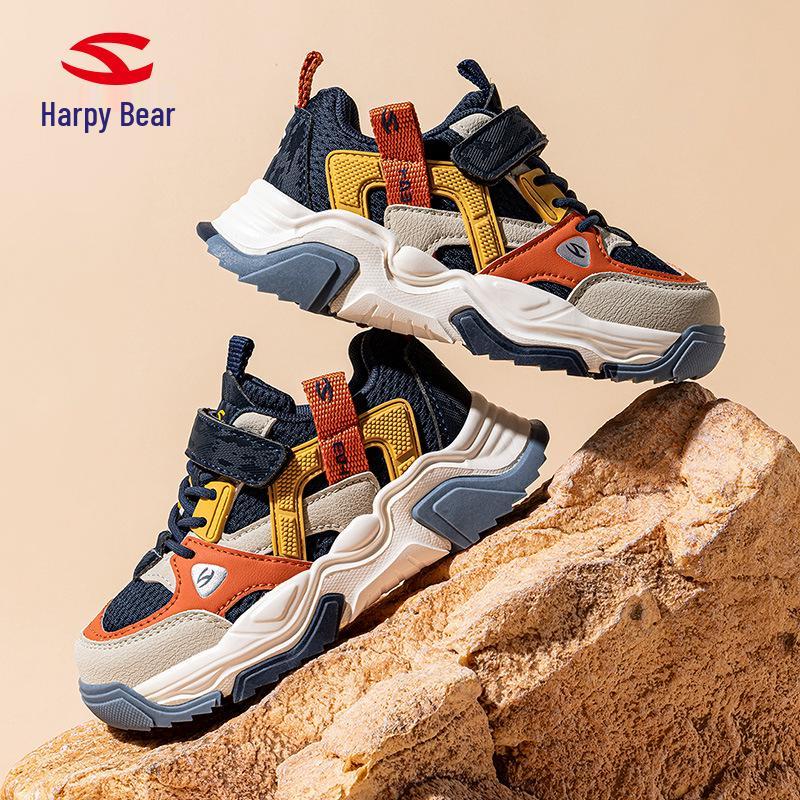 Habi Bear Children's Breathable Mesh Sports Shoes - Boys' Comfortable Casual Sneakers for Spring and Autumn.