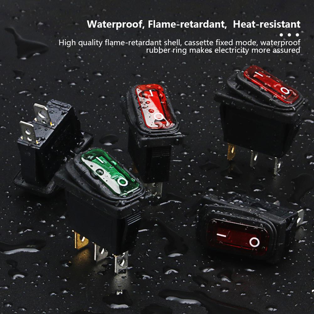 Întrerupătoare dreptunghiulare KCD4 cu 4 pini, comutator marin pentru mașină, comutator basculant LED, buton de apăsare, comutator impermeabil, buton de apăsare 30A 250VAC DPST IP65