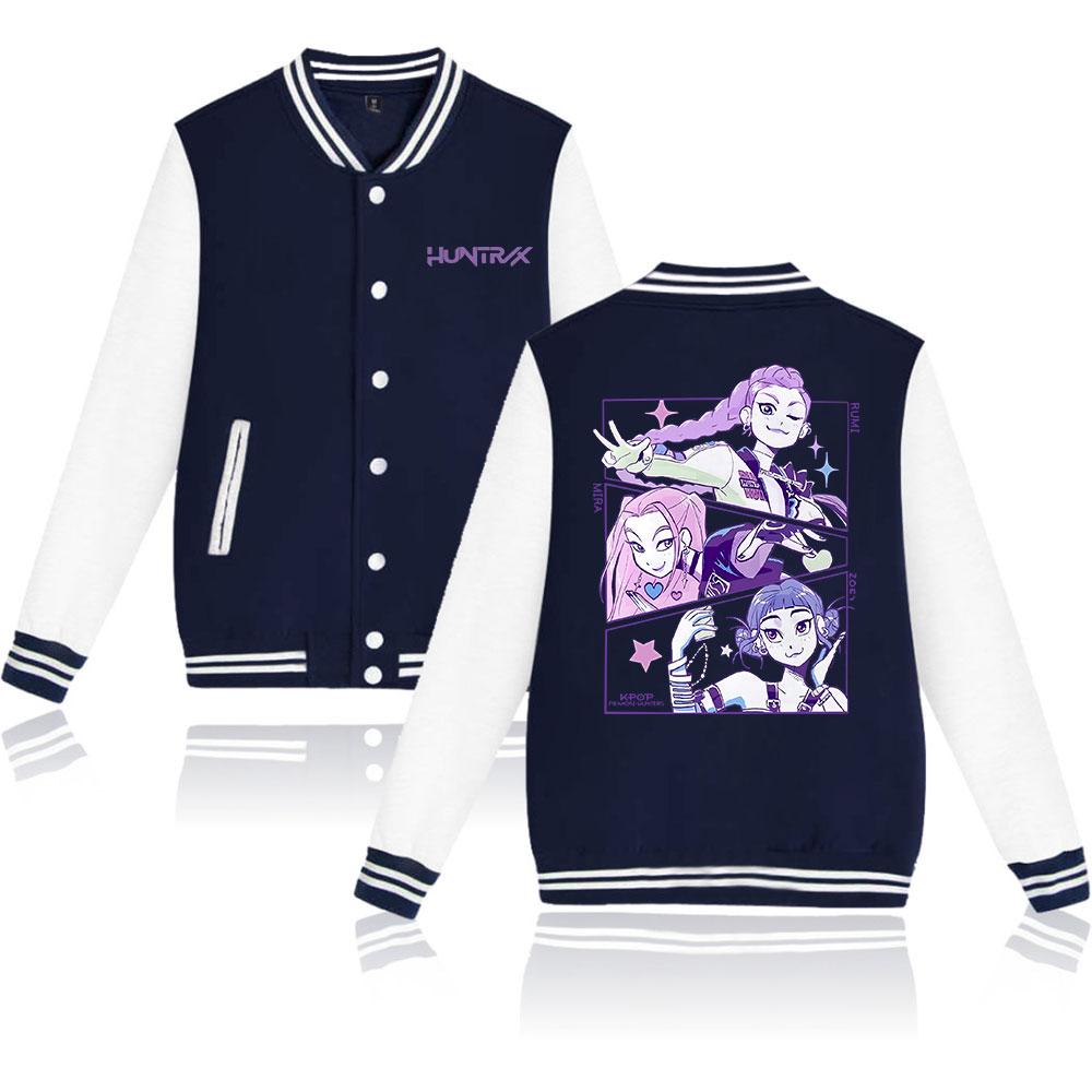 Fashion KPop Demon Hunters Graphic Jacket Women Men Oversized Baseball Coat Jacket Streetwear Spring Autumn Outwear