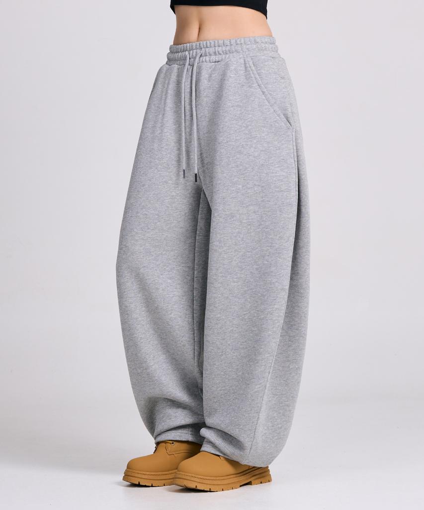 Osillos D19 Straight Side Pintuck Balloon Sweatpants_Melange