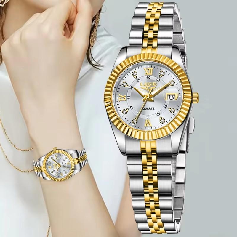 Women Diamond Watches Top Brand Luxury Women's Bracelet Watch Simple Round Waterproof Luminous Quartz Wristwatch