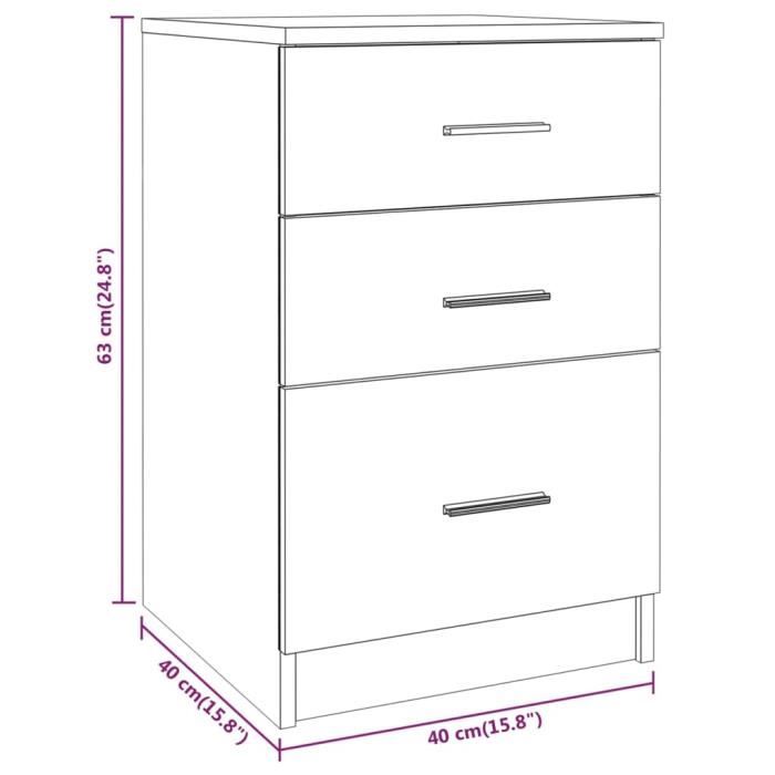 VidaXL Table de chevet Gris béton 40x40x63 cm Bois d’ingénierie808643