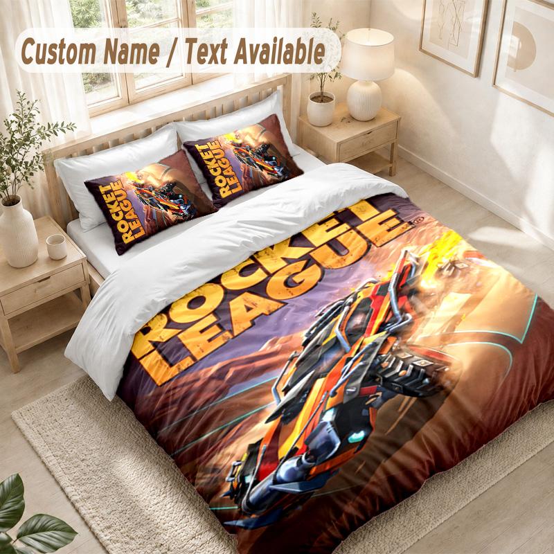 Rocket League Bedding Set, 1 Duvet Cover & 2 Pillowcases Soft Comfortable Bedroom Home Textile Decor