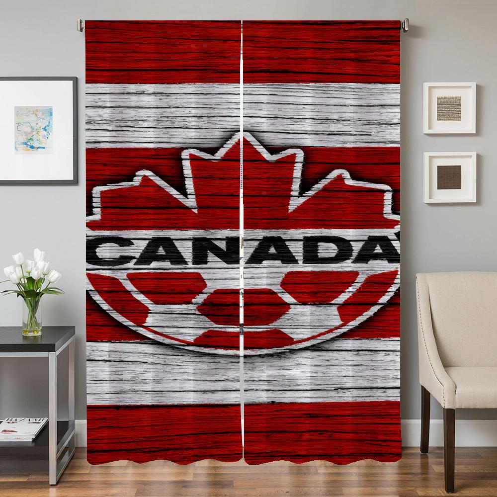 

Кухонные шторы для гостиной 2 штуки светонепроницаемые шторы штора для двери C-канадская национальная сборная перегородка украшение для спальни W50xH70cmx2pcs-CL