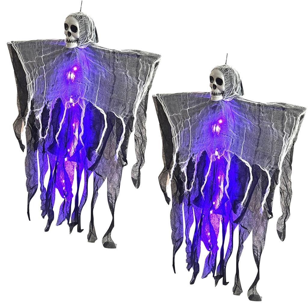 Halloweenská venkovní dekorace, 2 kusy dekoračních potřeb pro lustr, Halloweenská létající dekorace do strašidelného domu s dvorním stromem, verandou, zahradou, párty