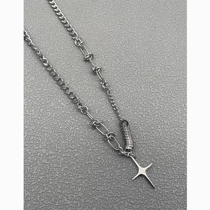 Titanium Steel Star Pendant Necklace For Men And Women Hip Hop Style Choker Chain