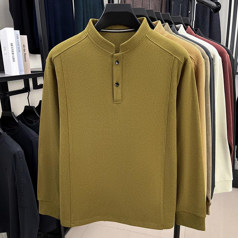 Men's German Velvet Two-Button Hoodie: Double-Sided, Chinese Style, Warm and Thickened, Autumn/Winter Casual Base Layer.