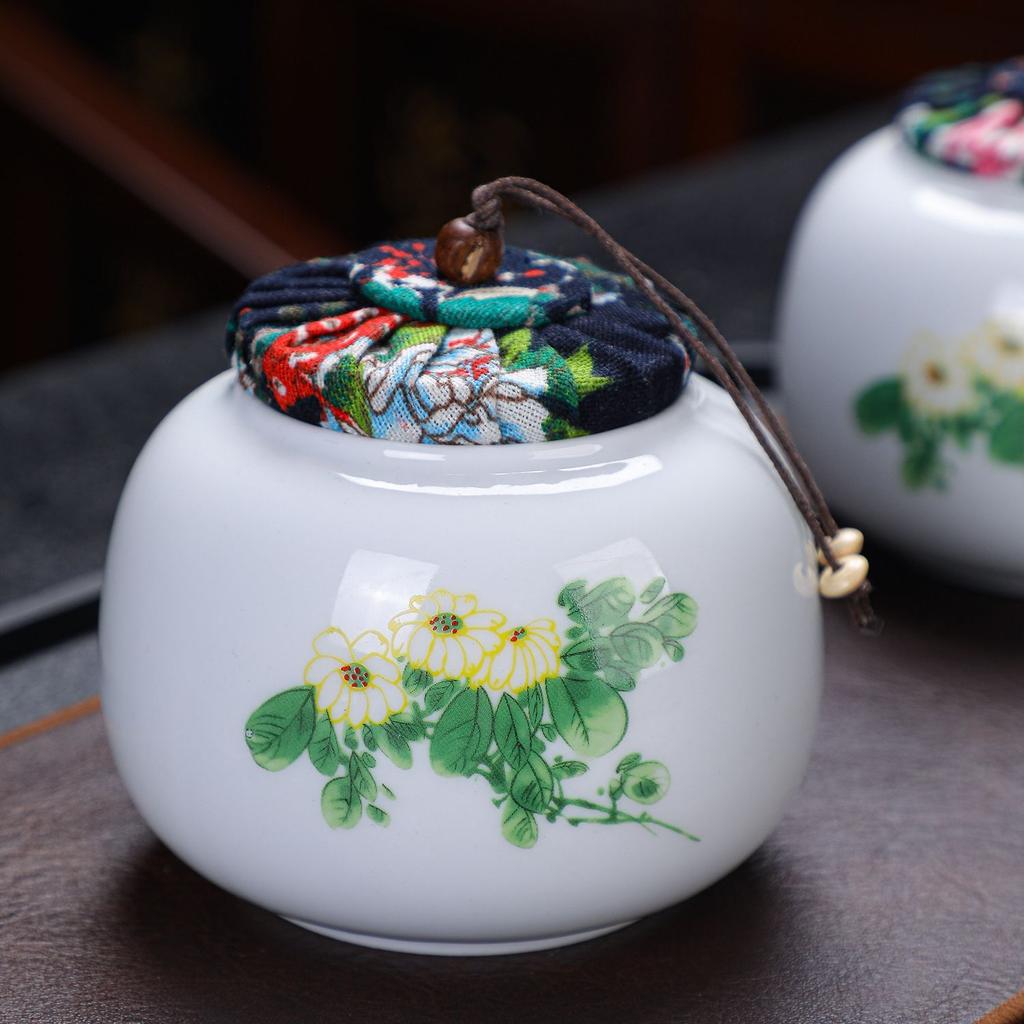 Creative Retro Tea Canister Ceramic Sealed Tea Storage Jar Moisture-proof Coffee Sugar Nuts Food Storage Jar Home Decor Jars
