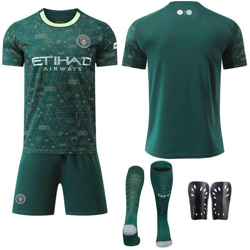 2025-26 Manchester City Tři Venkovní Zelená 47 Fudendoku Fotbalový Dres Trávový Dres Ne. 9 Harland Set